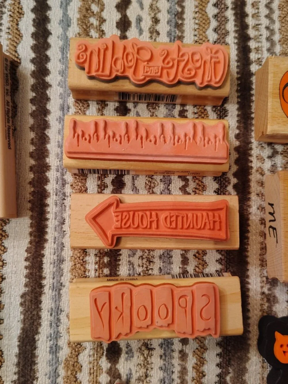 Lot Of Halloween Rubber Stamps Foam Stamps Pumpkins Spider Black Cat Ghost Witch
